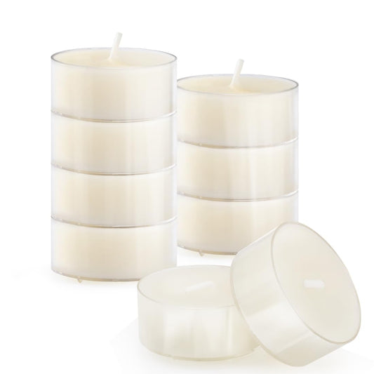 9PCS Pure White Beeswax Tealight Candles, Natural Scent, Clear Cup