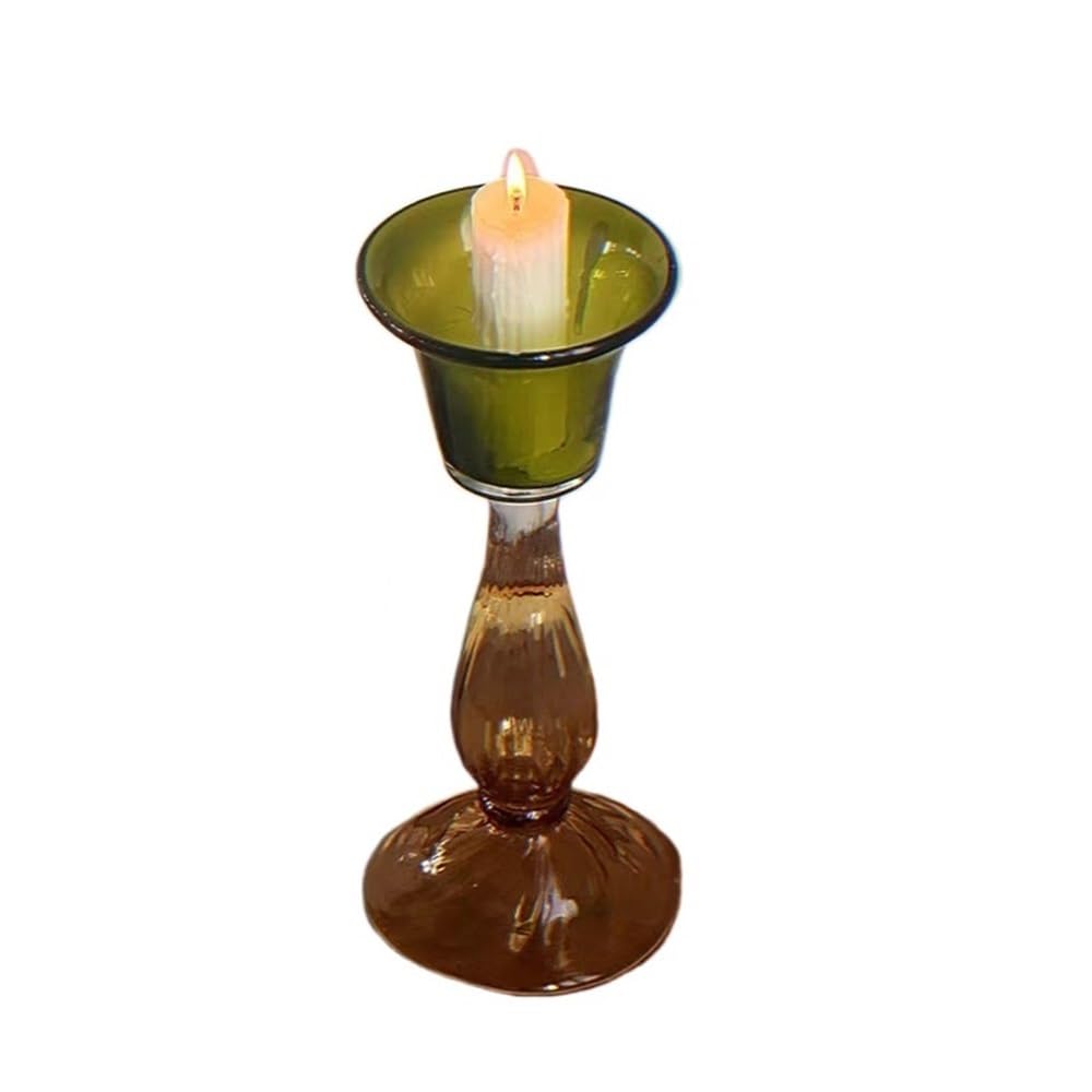 Candle holders Second hand transparent single head candle holder made of high quality glass, green decorative aromatherapy candle holder Decorative candle holder