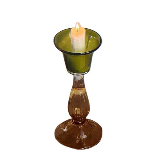 YUHUAWF Candle Holderss Second-Hand Transparent Single-Head Candlestick High-Grade Glass Green Decorative Aromatherapy Candle Holder Decorative Candlestick