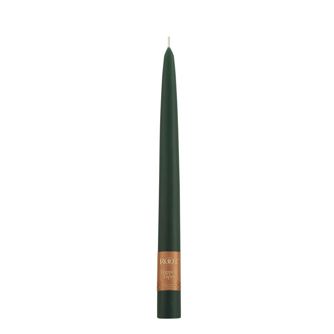 Root Candles 12-Count Unscented Taper Candles Smooth Hand-Dipped Dripless Beeswax Enhanced Boxed Candle Set, 9-Inch, Dark Green