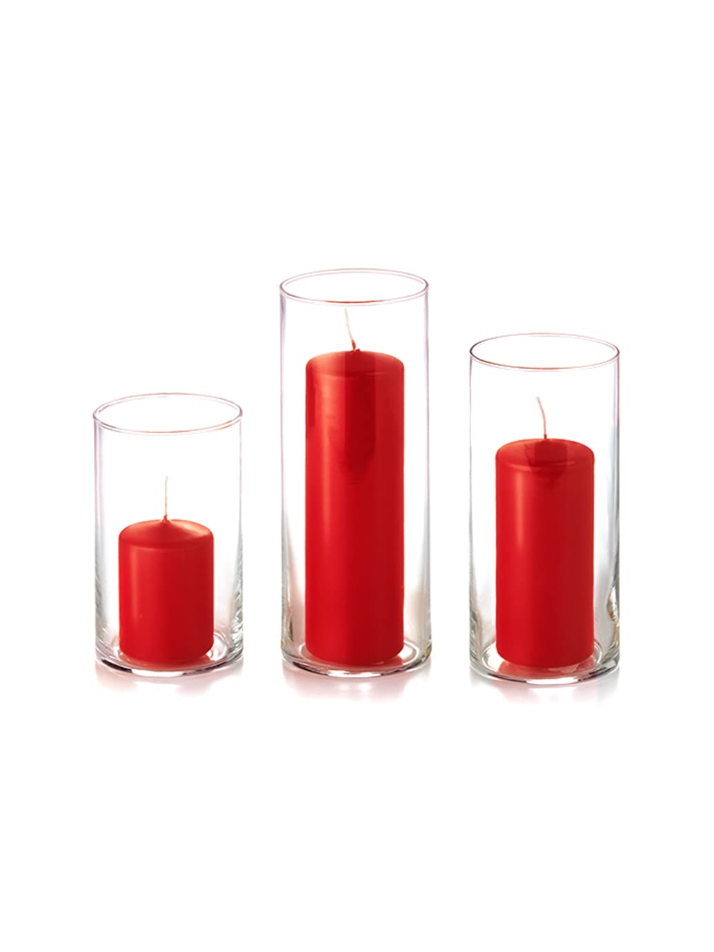 yummi Set of 12 Slim Pillars and Cylinder Vases - Ruby Red
