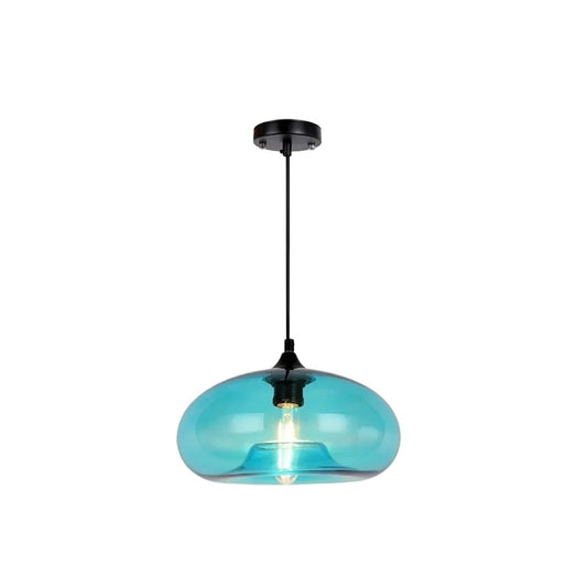 Chandelier Modern Art Style Hanging Colored Glass E27 Pendant Lamp Restaurant Living Room Kitchen Bar Cafe Chandelier Indoor Lighting Decor(Light Blue)