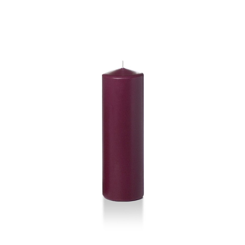 yummi 2.25" x 7" Magenta Slim Round Pillar Candles - 4 per Pack