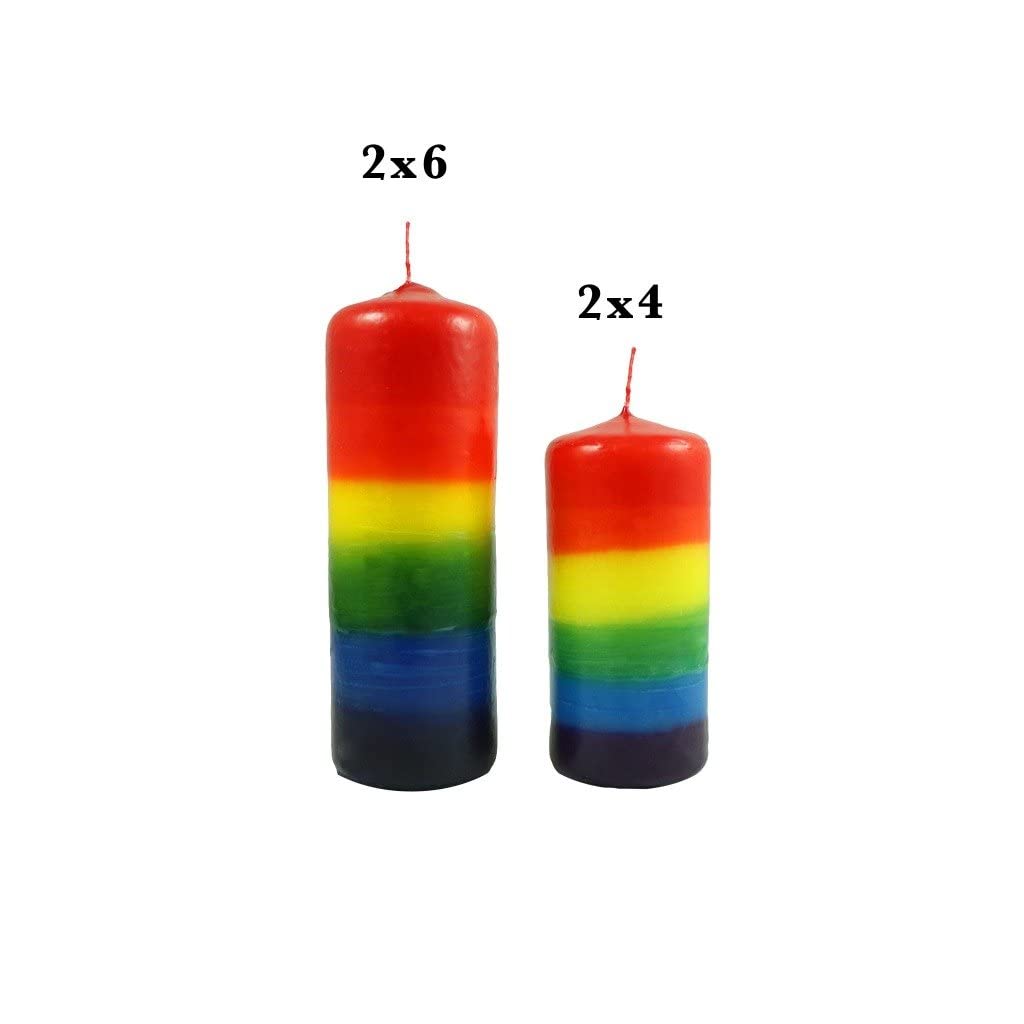 Candlestock Handmade Dripless Rainbow Pillar Candle Sets - 2 Inch and 3 Inch Diameter Pillar Candles (2x4 Pair)