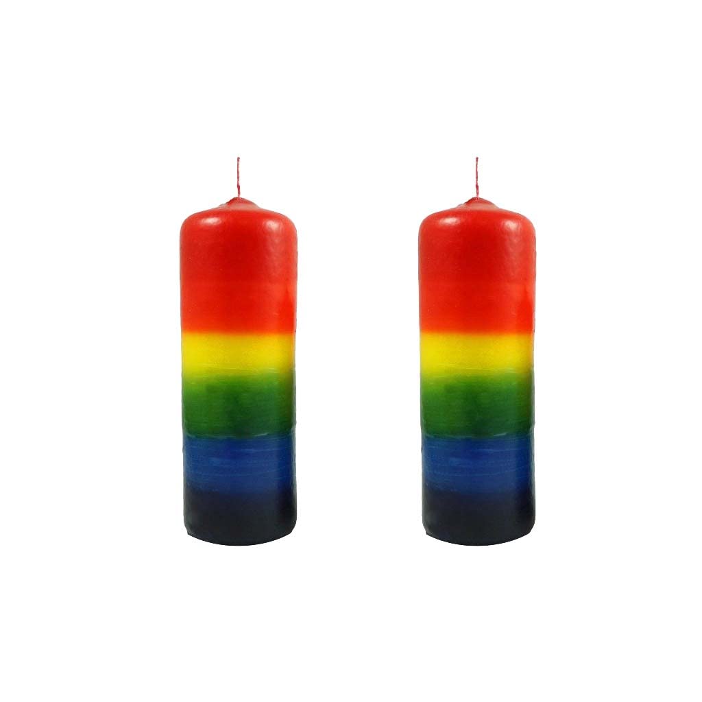 Candlestock Handmade Dripless Rainbow Pillar Candle Sets - 2 Inch and 3 Inch Diameter Pillar Candles (2x4 Pair)