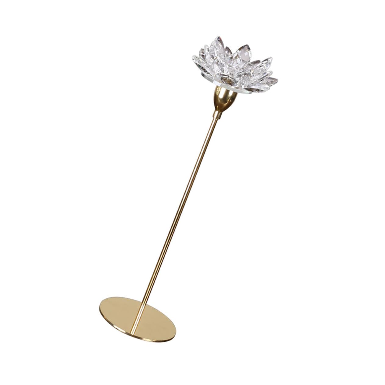 HOODANCOS Metal Crystal Lotus Candle Holder Small Gold, Dining Room Wedding Decorative Candlestick Stand, Romantic Flower-Shaped Candle Stick Holder for Home Decor
