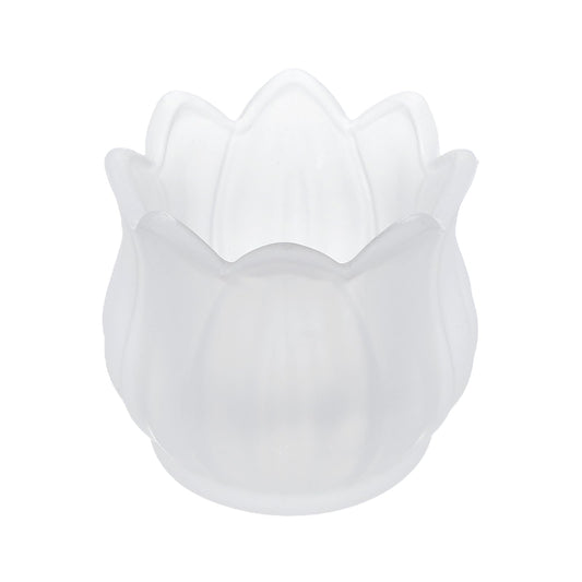 uxcell Glass Tea Light Candle Holder, Tulip Crystal Glass Votive Candle Holder for Desk Table Centerpiece, Wedding, Party, and Home Decor(White)