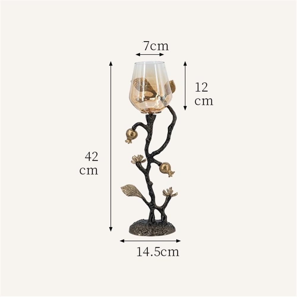 Candlestick Holders Home Creative Candlestick Ornaments Retro Table Decoration Metal Glass Candle Holder Candle Holders(Large)