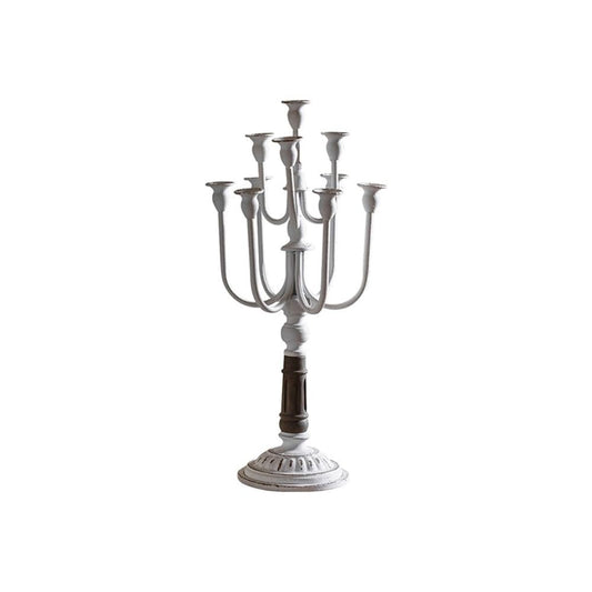 cfycfy987 Candelabra Retro Old Iron Candlestick Ornaments Flower Shop Wedding Western Restaurant Christmas Decoration Props Candle Sticks Holder(White)