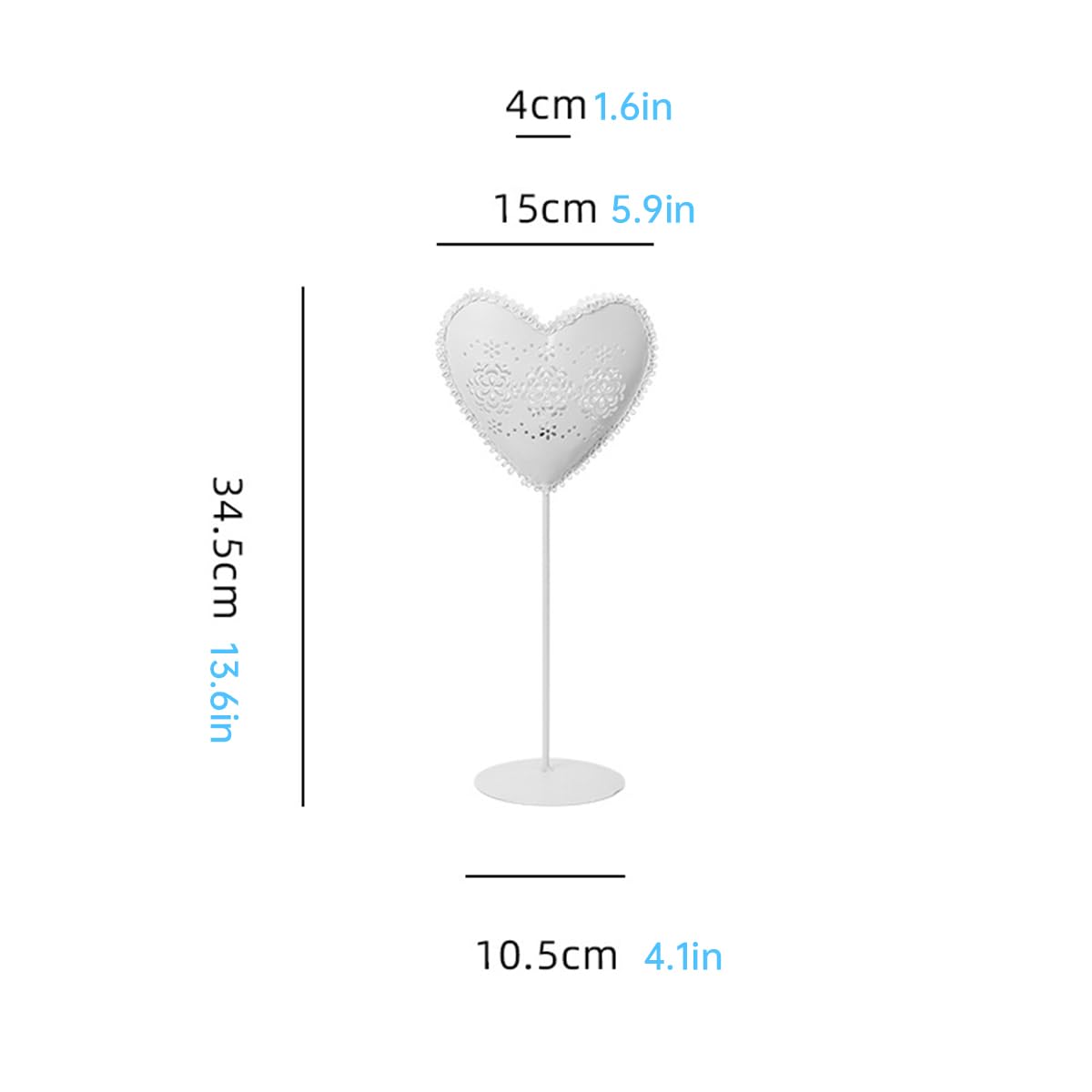 Metal Heart Shaped Candle Holder - White Heart Candlestick Candle Organizer - Iron Candlestick Lantern for Wedding Party Valentine Day Candlelight Dinner Tabletop Decoration - 2PCS