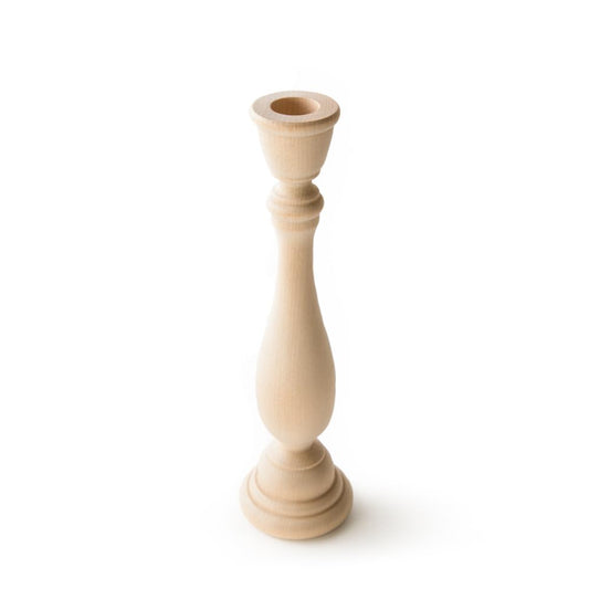 Unfinished Maple Wood Candle Sticks - 9 Inch Tall Wooden Taper Candle Holders & Decorative Display Pedestals for DIY Centerpieces, Table Decor & Risers - 2 Pack