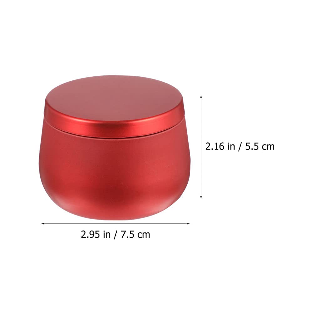 FOMIYES 12Pcs Red Tinplate Candle Jars - 4oz Round Sealed Metal Containers with Cover for Candies, Tea, Beads, Party Favors, and Storage