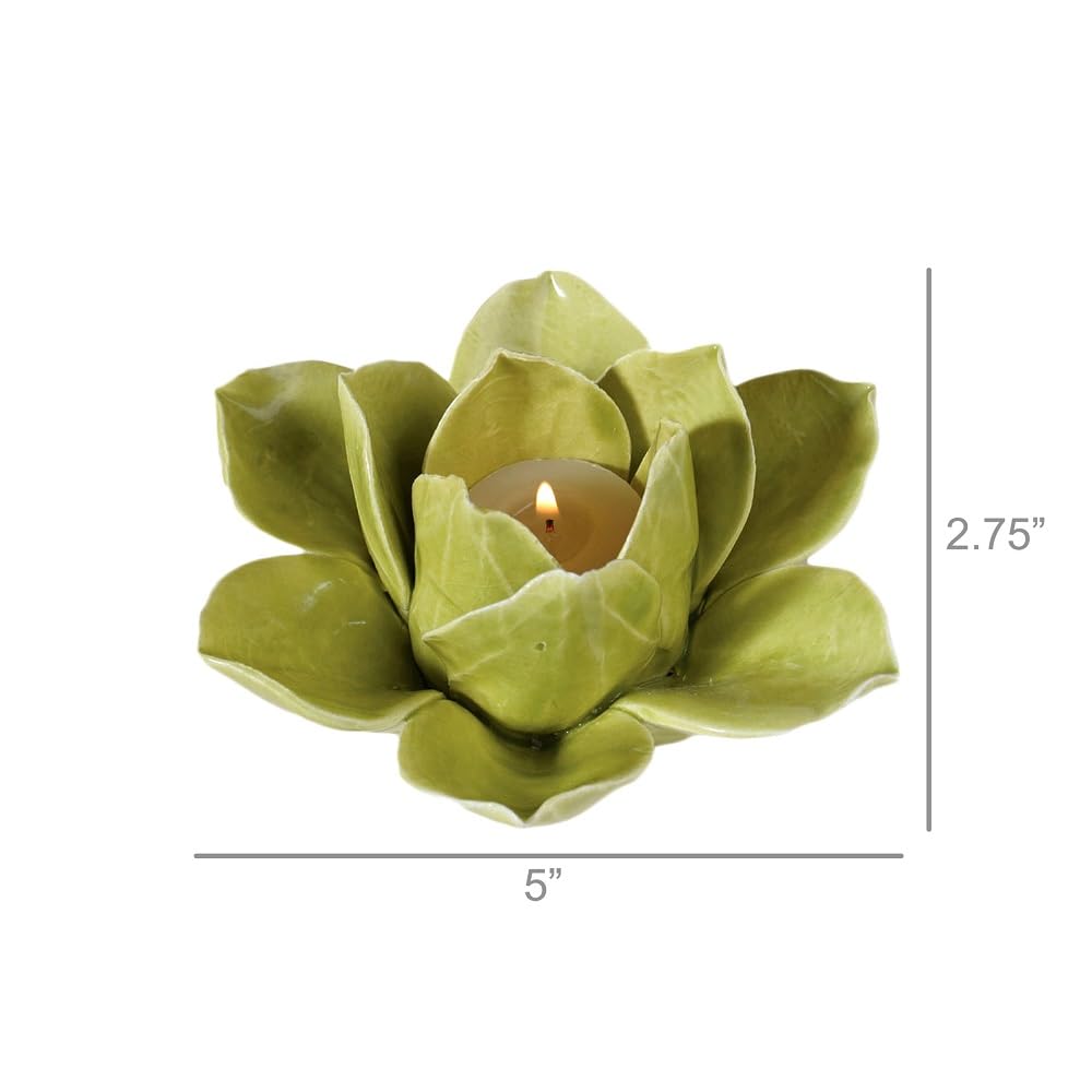 HomArt Lotus Tea Light Holder, Green
