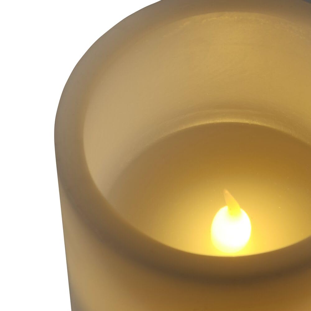 Mikasa 3x4 Inch White LED Wax Pillar Candle with Flickering Flame, Battery Operated Flameless Candle with 5-Hour Timer, Real Wax Finish for Home Decor and Seasonal Displays