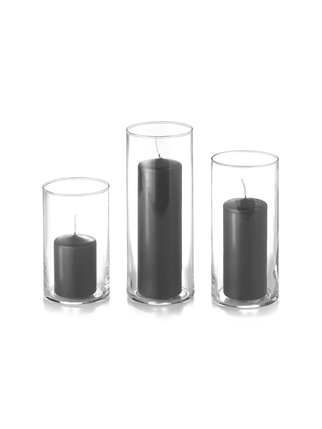 yummi Set of 12 Slim Pillars and Cylinder Vases - Gray