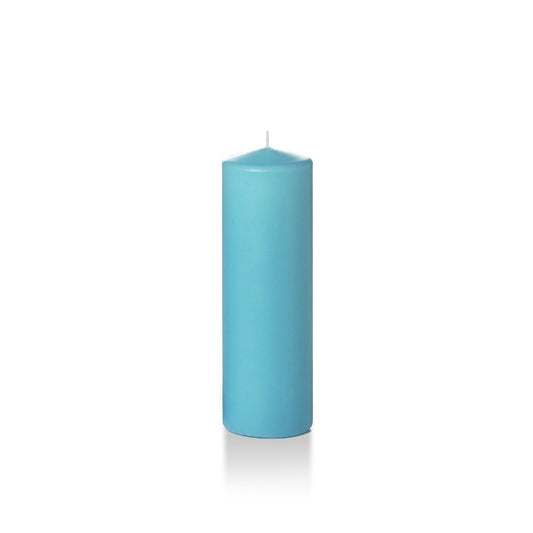 yummi 2.25" x 7" Caribbean Blue Slim Round Pillar Candles - 4 per Pack