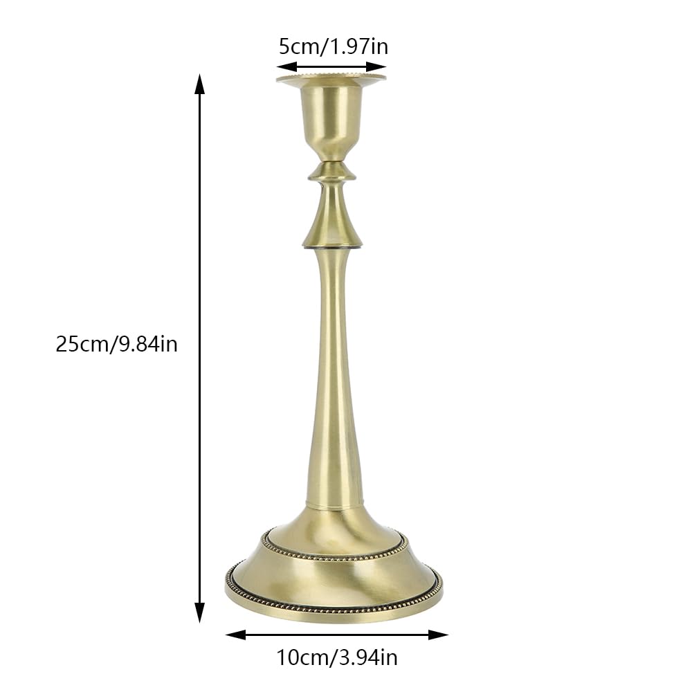 MOUMOUTEN Candelabra,2Pcs 1 Arm Bronze Candlestick Holder Length 25cm Decorative Ambience Ornament for Home,Wedding, Restaurant and Other Occasions