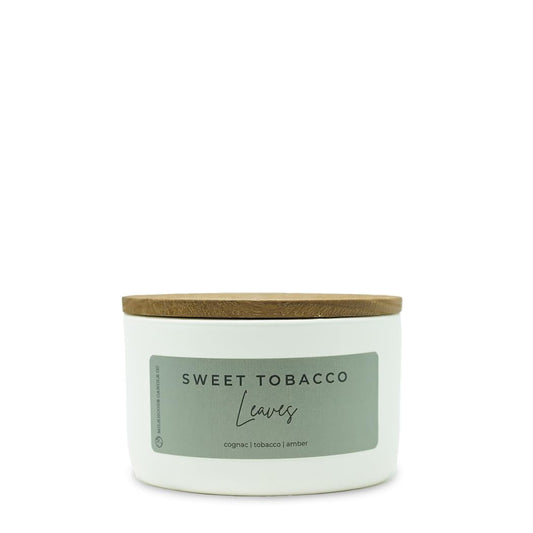 Milkhouse Candle Company Sweet Tobacco Leaves Soy Candle - Honey | Tobacco | Teakwood Scented - 10 oz Signature Statement with Lid, 20+ Hour Burn Time, Made in the USA