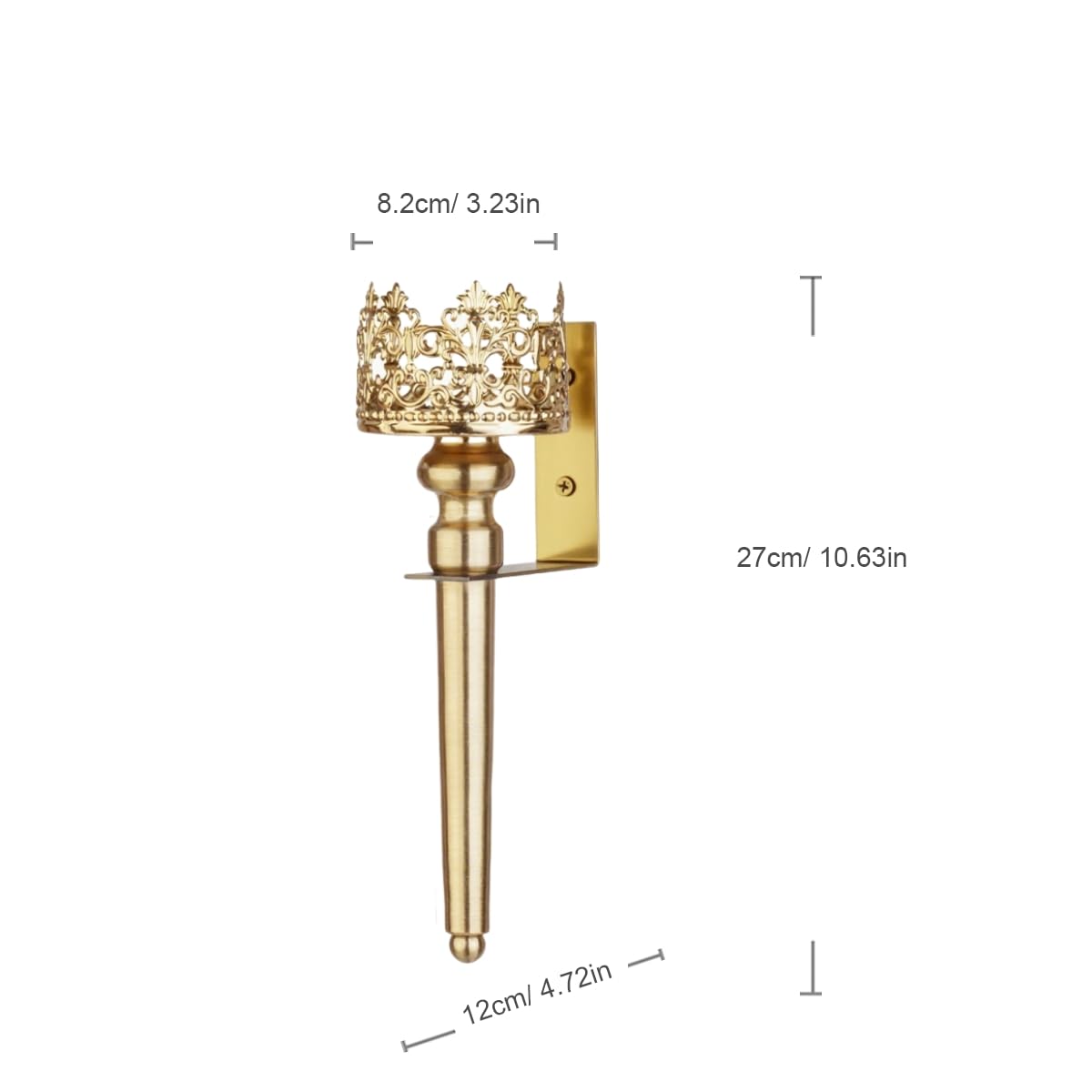 Wall Sconce Candle Holder Set of 2, Scepter Design Metal, Home Decoration for Living Room, Bathroom, Dining Room（Gold）