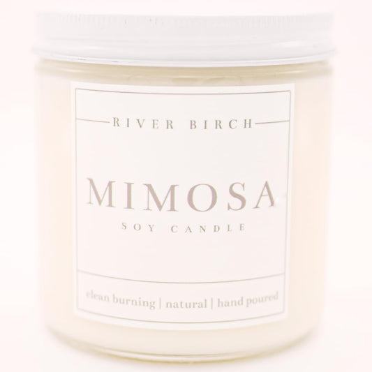 River Birch Candles Mimosa Scented Candle | Premium, All-Natural, Non-Toxic, Soy Candles | 16oz 90 Hr Burn Time | Cozy Relaxing Gifts for Home