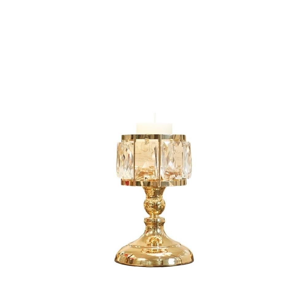 Candlestick Holders Simple Iron Glass Candlestick Modern Table Decoration Ornaments Candle Holder Candle Holders(Gold,Small)
