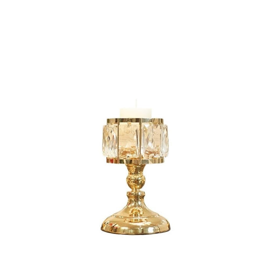YUHUAWF Candle Holderss Simple Iron Glass Candlestick Modern Table Decoration Ornaments Candle Holder Gift Decorative Candlestick(Gold,Small)