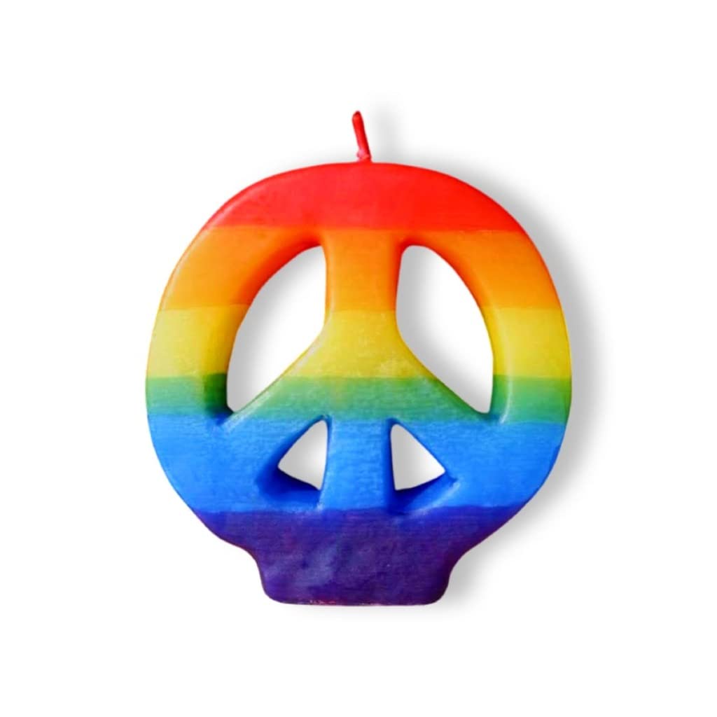 Candlestock Rainbow Peace Sign Candle - Pride Candle Handmade in Woodstock NY