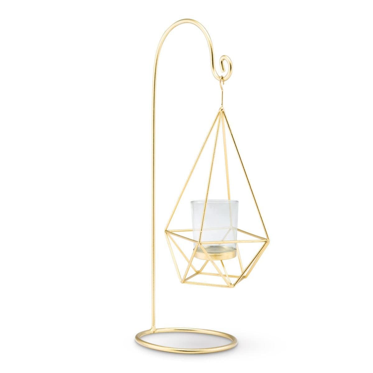 WEDDINGSTAR Large Gold Geometric Hanging Tealight Holder Set of 2