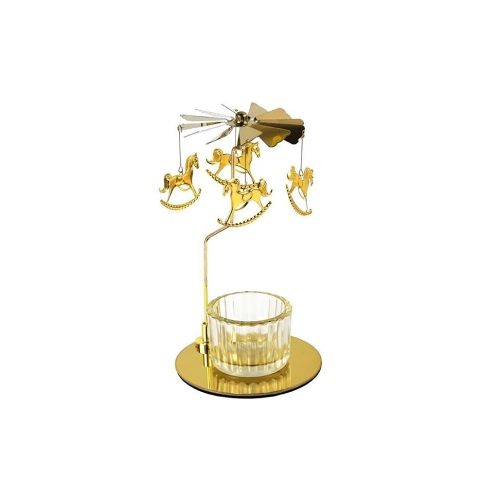 YUHUAWF Candle Holderss Rotating Aromatherapy Candle Holder Light Luxury Metal Glass Candle Holder Decorative Ornaments Decorative Candlestick