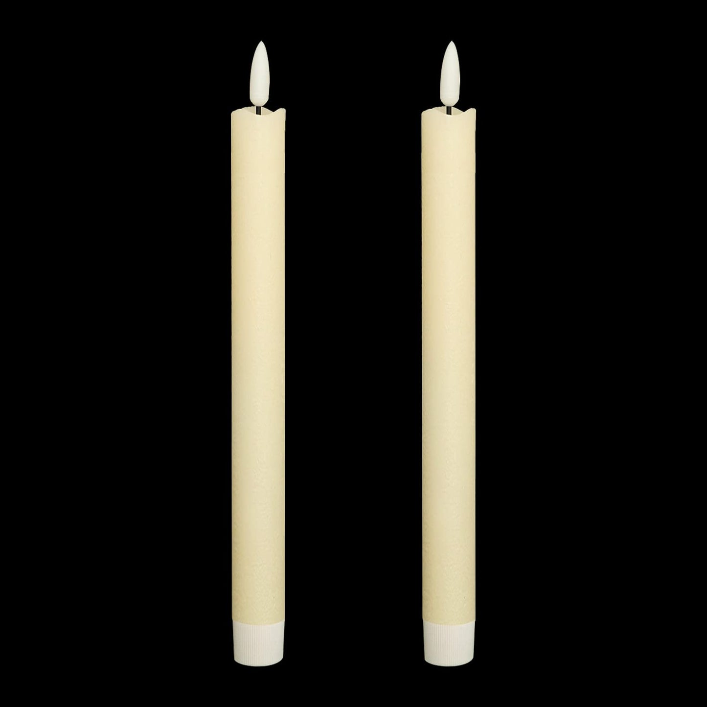 Wondise Ivory Flameless Taper Candles with 6HRS Timer, 2 Pack Battery Operated LED Flickering 3D Flame Real Wax Candles for Christmas Thanksgiving Fireplace Halloween Decorations