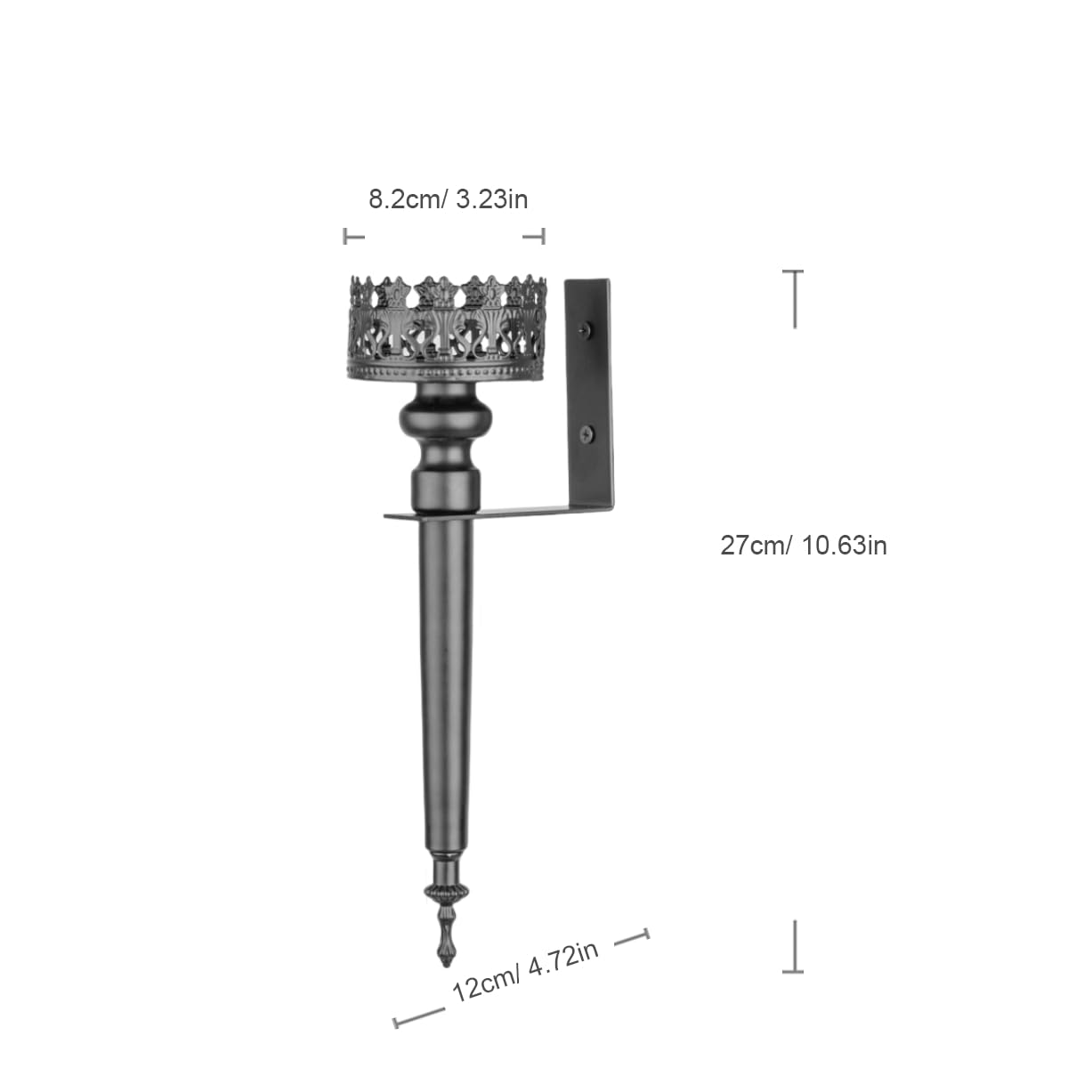 Wall Sconce Candle Holder Set of 2, Scepter Design Metal, Home Decoration for Living Room, Bathroom, Dining Room（Black）