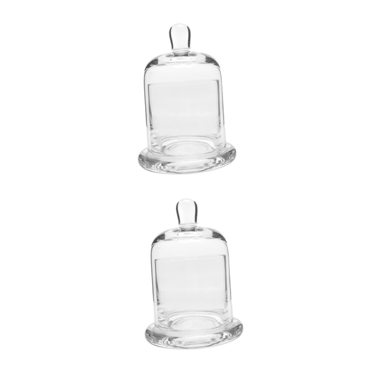 Amosfun 2 Sets Glass Candle Holders with Bell Handmade Blow Glass Candlesticks for Home Decor Weddings Romantic Atmosphere Display Height