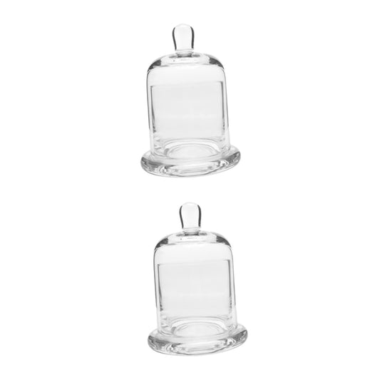 Amosfun 2 Sets Glass Candle Holders with Bell Handmade Blow Glass Candlesticks for Home Decor Weddings Romantic Atmosphere Display Height