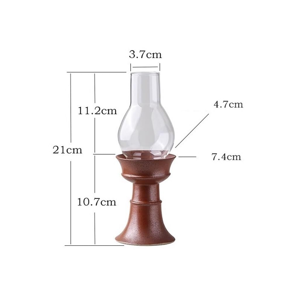 Candlesticks Ceramic Candle Holder with Glass Lampshade Retro Home Aromatherapy Candle Holder Decorative Ornaments Decorative Candle Holder(Black)