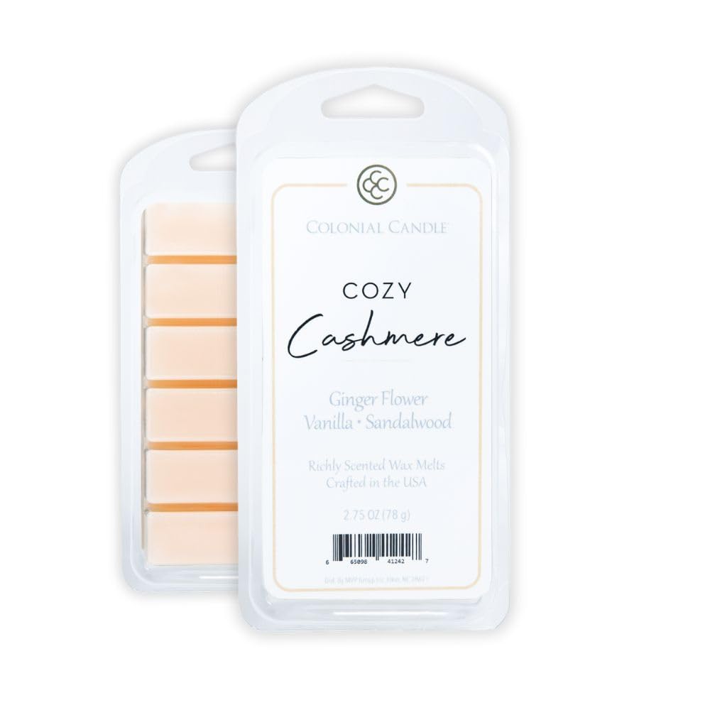 Colonial Candle Cozy Cashmere Scented Wax Melts, Wax Melt Warmer Cubes, Long Lasting Scented Wax Warmer Cubes, 4 Pack, 6 Cubes Each - Made in The USA