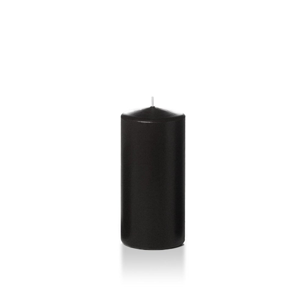 yummi Case of 12 3" x 6" Black Round Pillar Candles