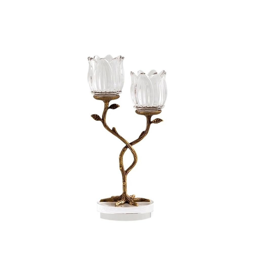 YUHUAWF Candle Holderss Light Luxury Creative Home Brass Crystal Glass Candlestick Entrance Table Advanced Ornaments Aromatherapy Candle Holder Decorative Candlestick