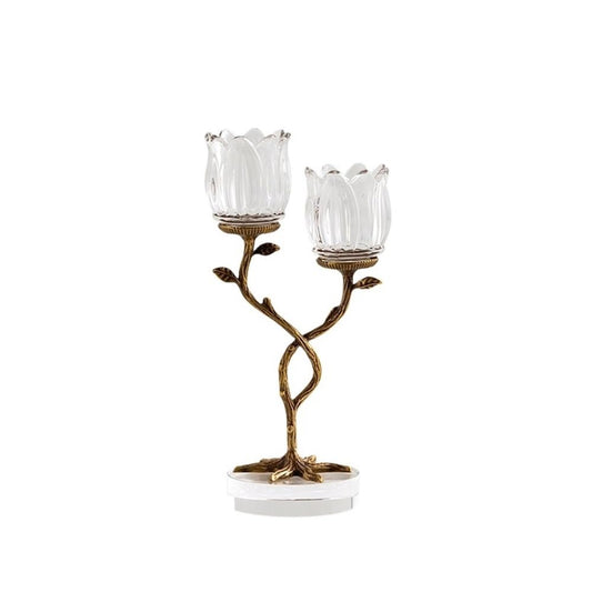 YUHUAWF Candle Holderss Light Luxury Creative Home Brass Crystal Glass Candlestick Entrance Table Advanced Ornaments Aromatherapy Candle Holder Decorative Candlestick
