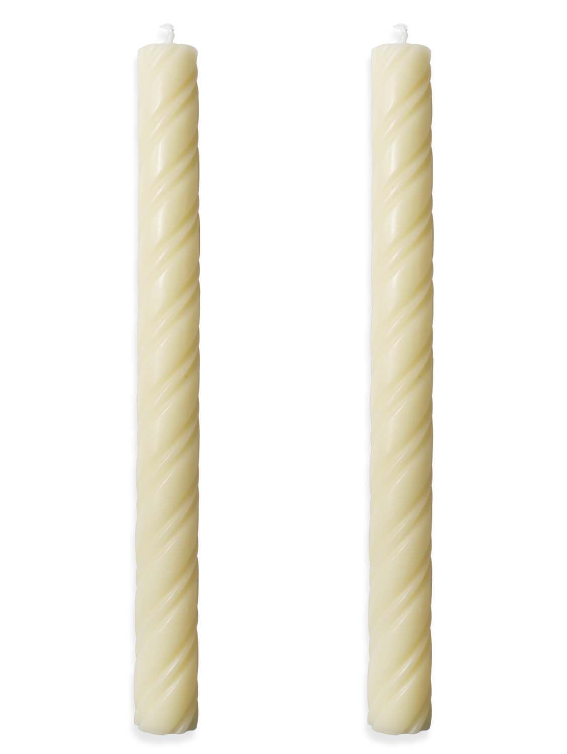 10in Spiral Taper Candles Set of 2 Pack Striped Tapered Candle, Decorative Threaded Candle for Dinner Party Wedding, Kitchen Decors, Christmas, Halloween (Roman Column White, 10in)