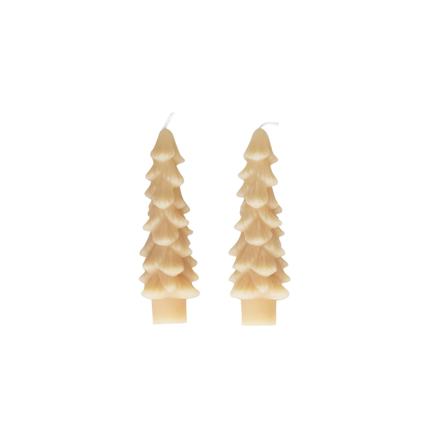 Creative Co-Op Unscented Tree Shaped Taper Candles, Eggnog, Boxed Set of 2 , 5"