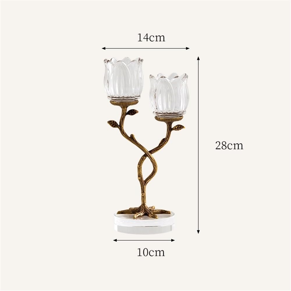 YUHUAWF Candle Holderss Light Luxury Creative Home Brass Crystal Glass Candlestick Entrance Table Advanced Ornaments Aromatherapy Candle Holder Decorative Candlestick
