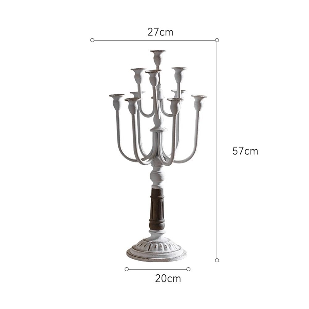 Candle Sticks Holder Retro Old Iron Candlestick Ornaments Flower Shop Wedding Western Restaurant Christmas Decoration Props for Dinner Party Festival(Blue)