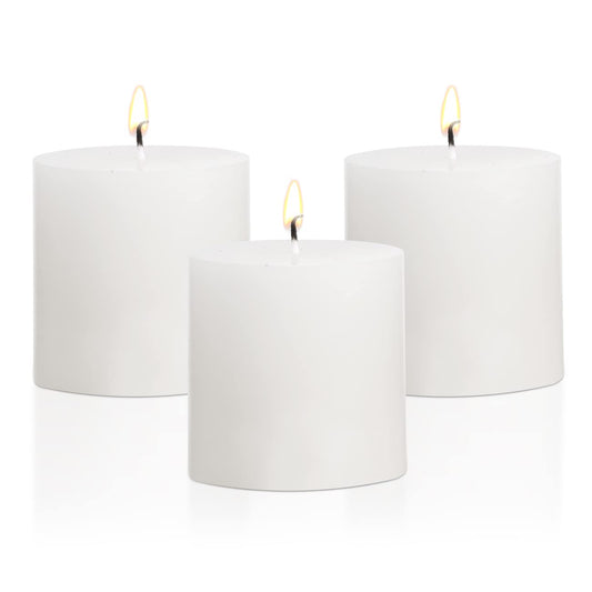 3×3 White Pillar Candles Set of 3 Unscented Handpoured Weddings, Home Decoration, Restaurants, Spa, Church Smokeless Cotton Wick 90 Hour
