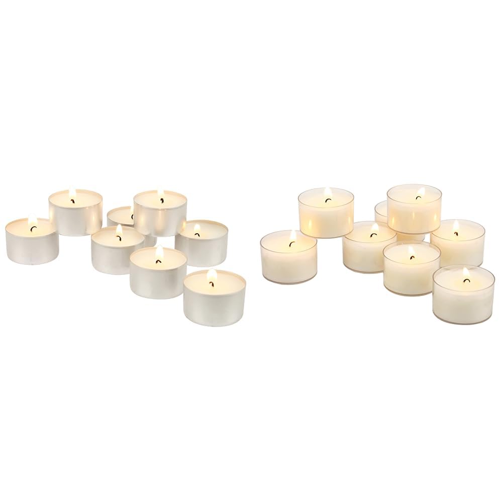 Stonebriar 200 Pack 8 Hour and 192 Pack 6-7 Hour Unscented Extended Burn Time Tea Light Candles
