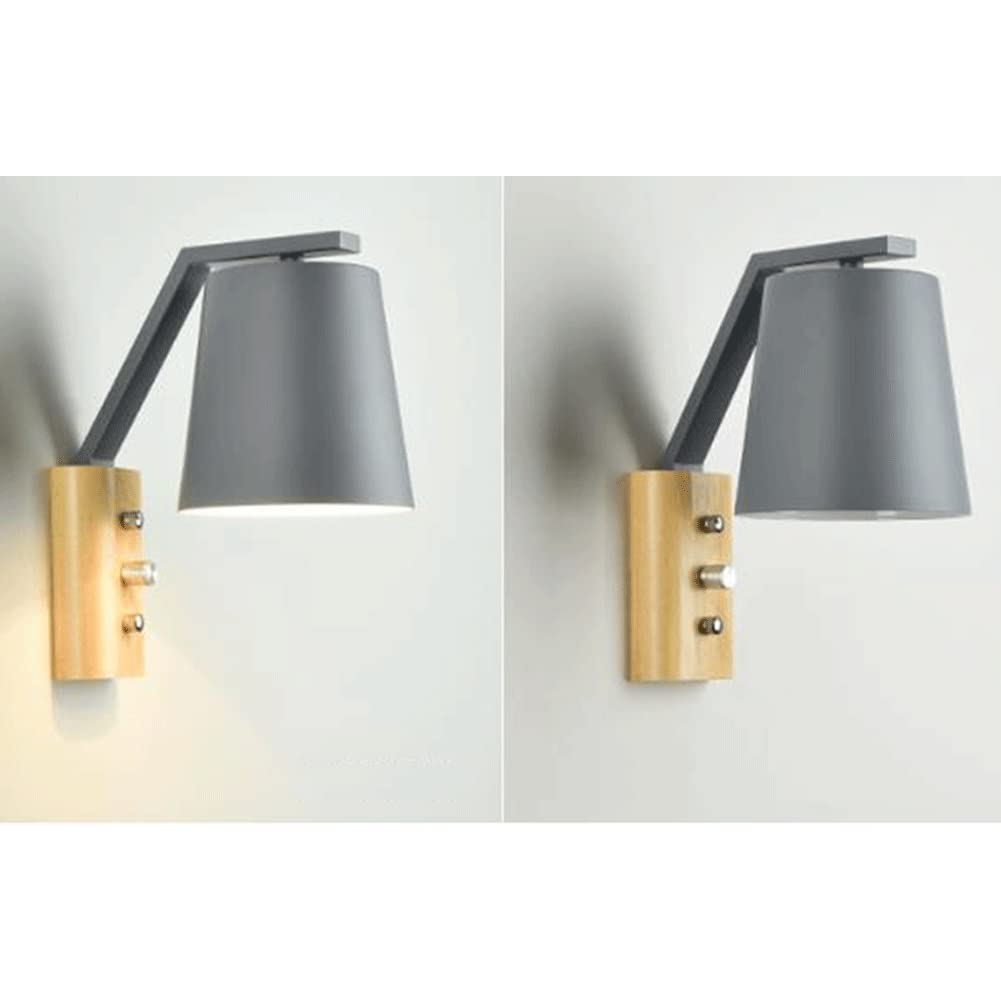 Wall Lighting Fixtures Modern Nordic Coloured Wall Light Solid Wood Base Wall Sconce Rotary Switch Wall Mounted Lighting Fixture for Living Room Aisle Children's Kid's Bedroom Bedside Reading (Color