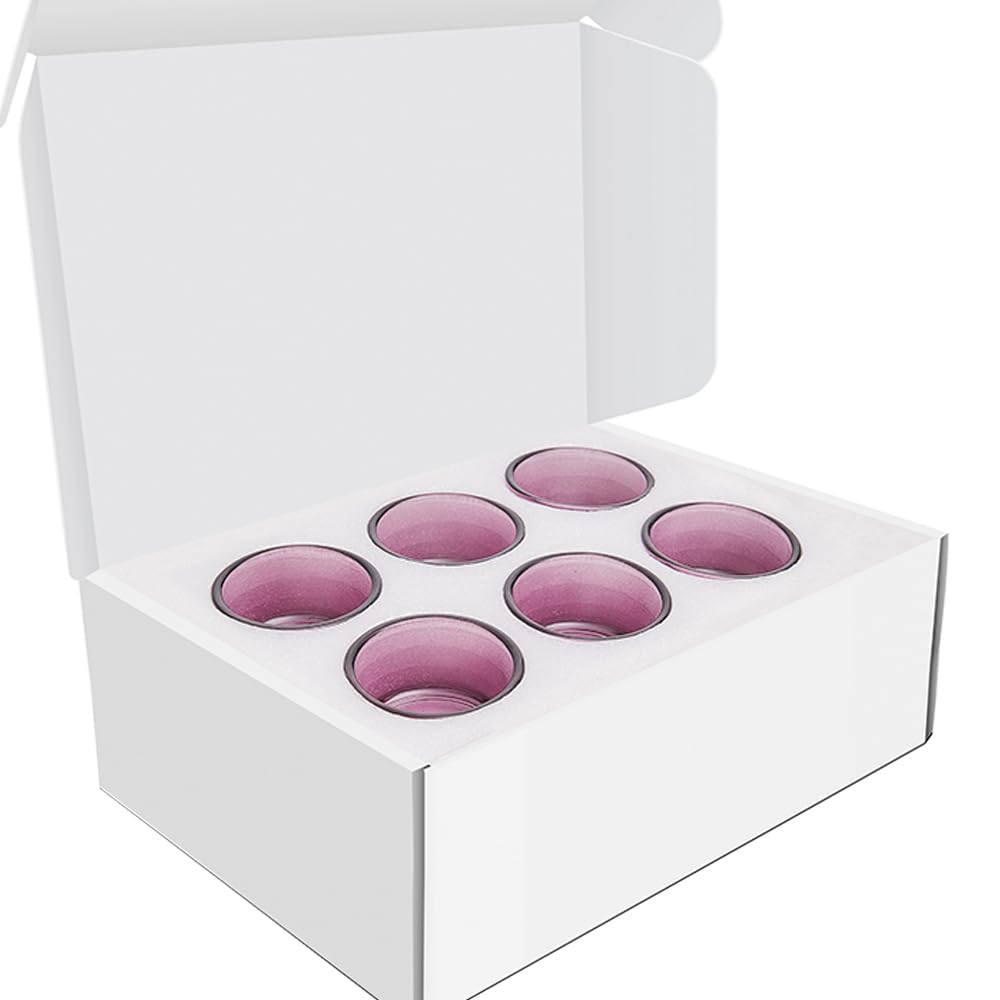 Elivia Red Tealight Candle Holders - Set of 18, Round Glass Candle Holder, 2" Diameter - CH03 - Aubergine Purple