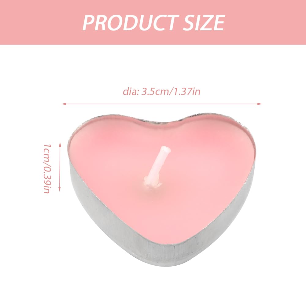 Pilarmuture Tea Lights Candles, 50pcs Heart Shaped Smokeless Tea Lights Candles Unscented Candles, Dripless & Long Lasting Mini Tealight Candles for Wedding Celebrations Home Party Decor