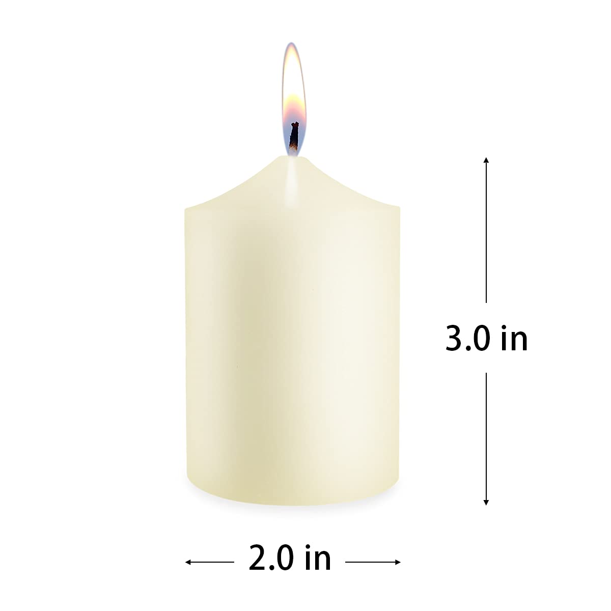 12 Pack Ivory 2x3 Inch Pillar Candles, 22 Hours Unscented Column Candles, Dripless Smokeless Unscented Candles for Home Weddings Restaurant Spa Church and Emergency