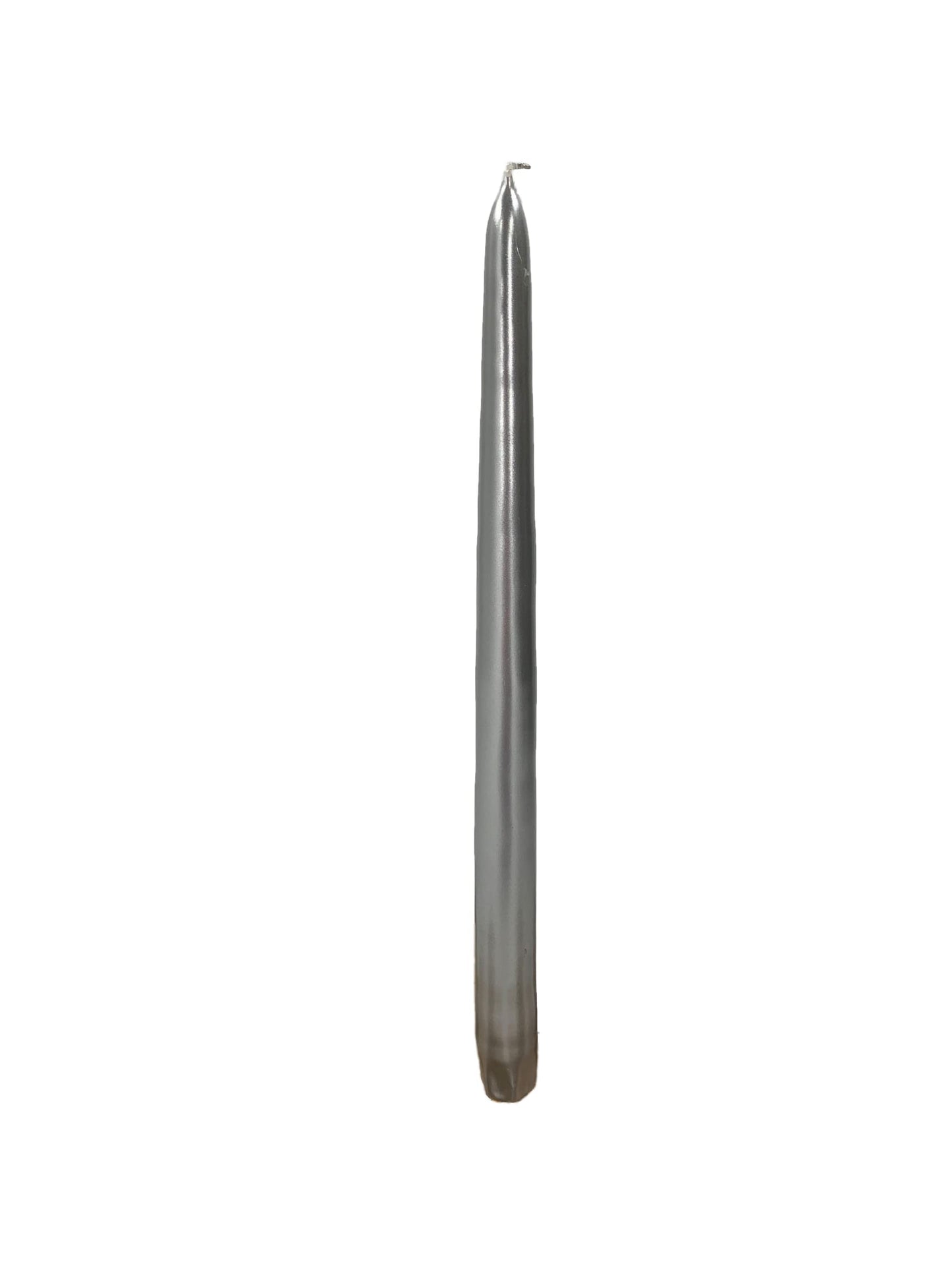 D'light Online Elegant 12" Unscented Metallic Silver Taper Candles, Premium Quality Hand-Dipped Tapered Candles, Dripless and Smokeless - Set of 12 (12 Inch, Metallic Silver)