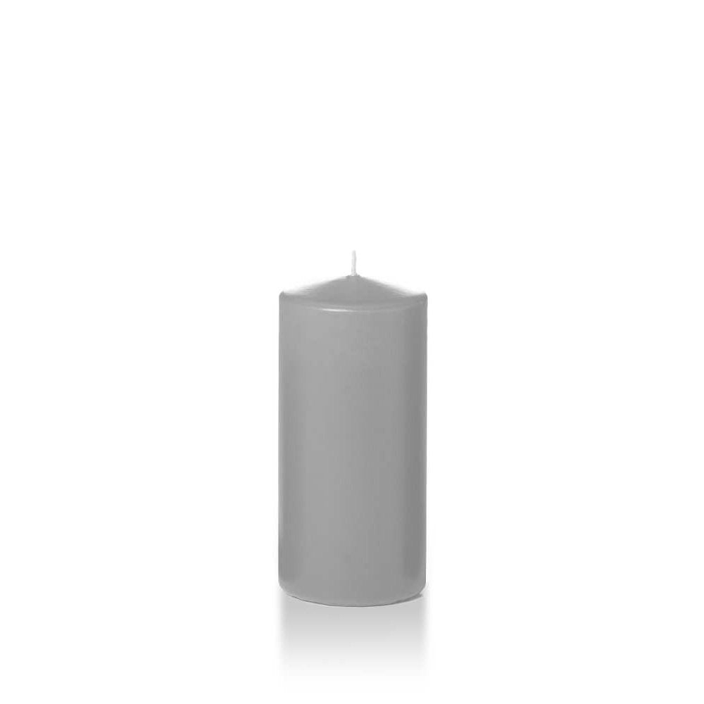 yummi Case of 12 3" x 6" Light Gray Round Pillar Candles